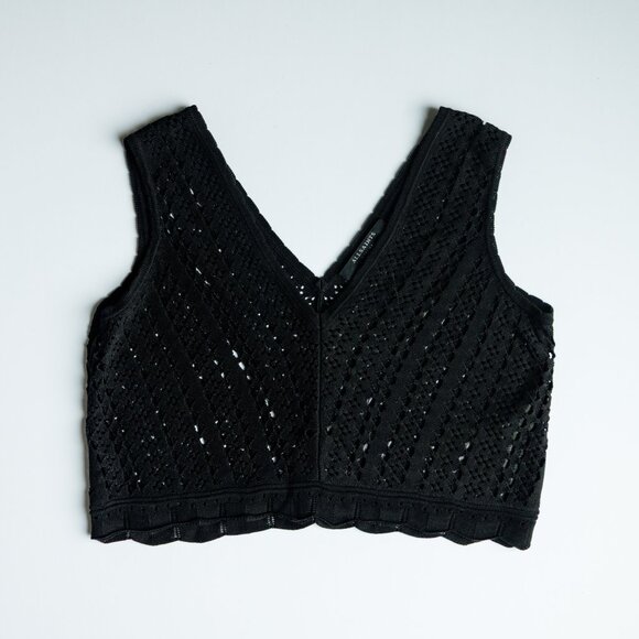 All Saints Cass Layered Look Crochet Crop Top - Size XS - Picture 4 of 9